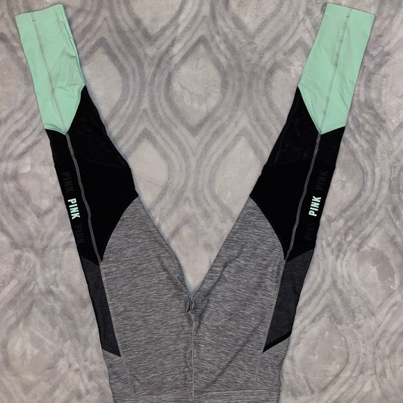 Victoria Secret PINK BONDED Legging Mesh Mint Aqua Black Grey NWOT - Picture 5 of 8